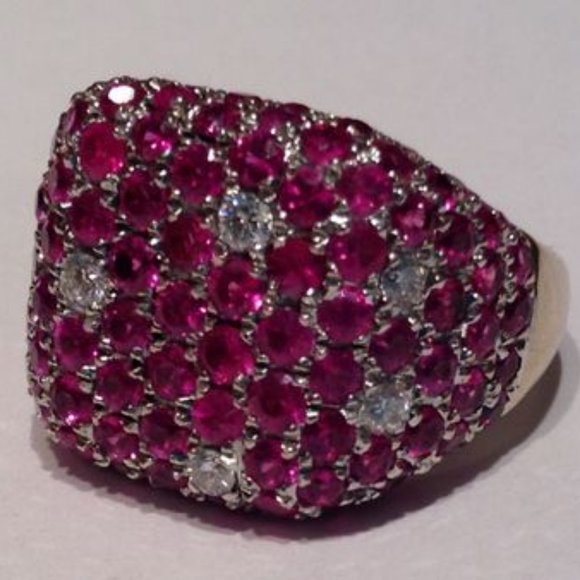 ♥ 90's 18K Gold ♥ Pink Sapphire Diamonds - Picture 4 of 4